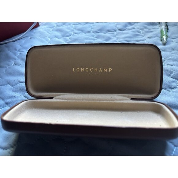 Longchamp Paris Brown Leather Hard Shell Sunglasses Sun Eye Glass Glasses Case - Picture 3 of 6